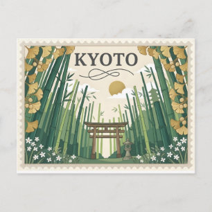 Vintage Kyoto Japan Travel Poster Art Postcard