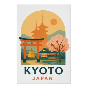 Vintage Kyoto Japan Travel Poster – Minimalist 