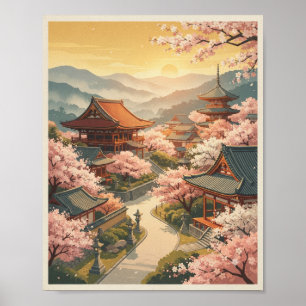 Vintage Kyoto Japan Travel Poster Retro Wall Art