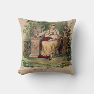 Vintage La Bonne Mere (The Good Mother), Restored Cushion