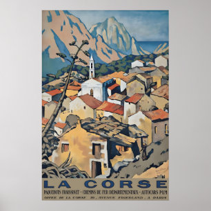Vintage La Corse Travel Poster Print, French