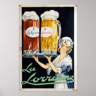 Vintage La Lorraine French Beer Advertising Poster