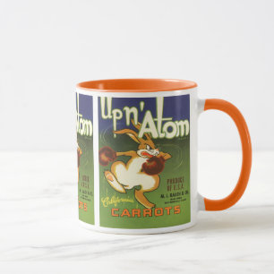 Vintage Label Art Boxing Rabbit, Up n Atom Carrots Mug