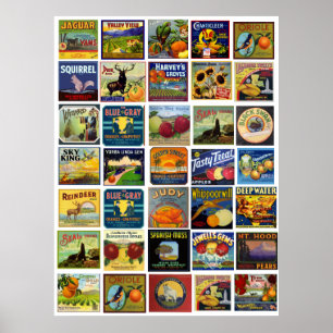 Vintage Label Patchwork Print