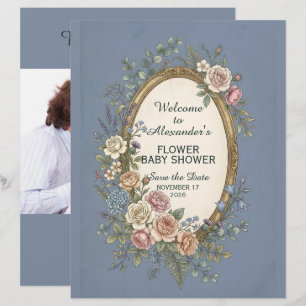 Vintage Label with coloured Flowers 23 + your text Custom Letterhead