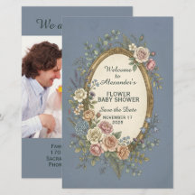 Vintage Label with coloured Flowers 23 + your text