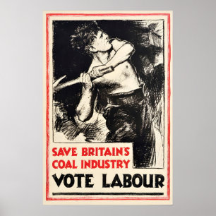 Vintage Labour Party Election Poster Save