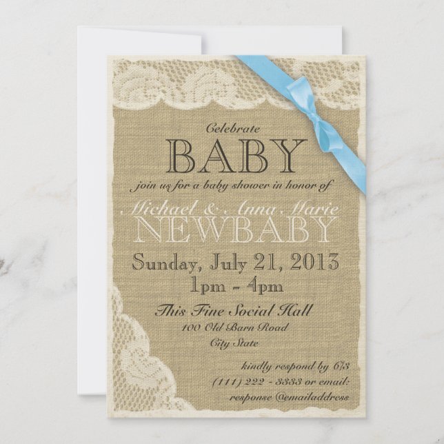 Vintage Lace and Bow Baby Shower Invitation (Front)