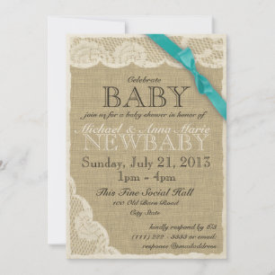 Vintage Lace and Bow Baby Shower Invitation