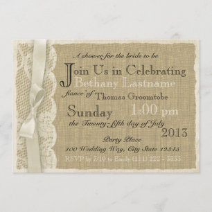 Vintage Lace and Burlap Bridal Shower Invitation