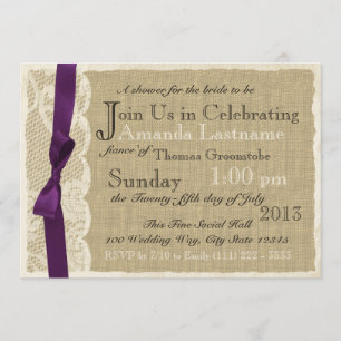 Vintage Lace and Burlap Bridal Shower Invitation