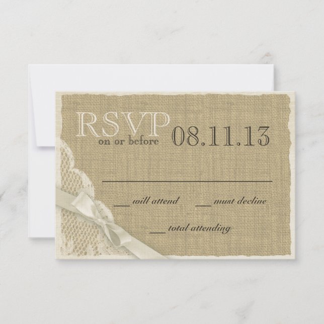 Vintage Lace and Burlap Response Card (Front)