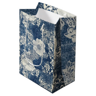  Vintage Lace and Denim Texture Medium Gift Bag