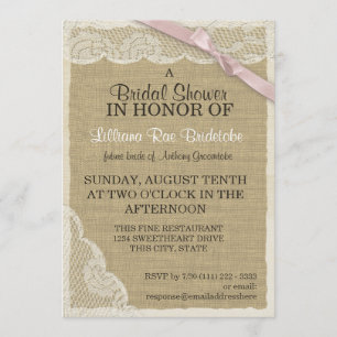 Vintage Lace and Pink Bow Bridal Shower Invitation