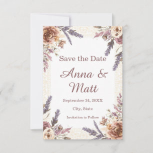 Vintage Lace and Pressed Botanical Save the Date