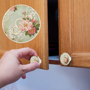 Vintage Lace and Roses                            Ceramic Knob