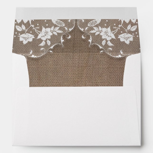 Vintage Lace and Rustic Burlap Wedding Envelopes (Back (Bottom))