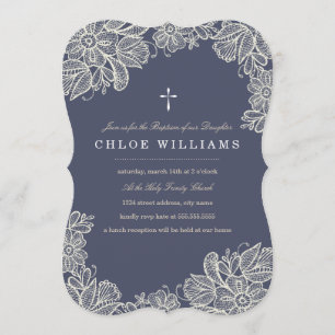 Vintage Lace Baptism Invitation