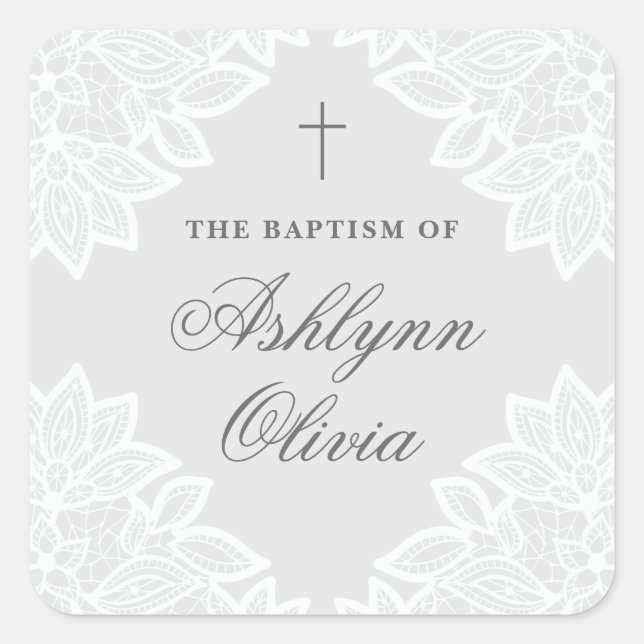 Vintage lace baptism sticker (Front)