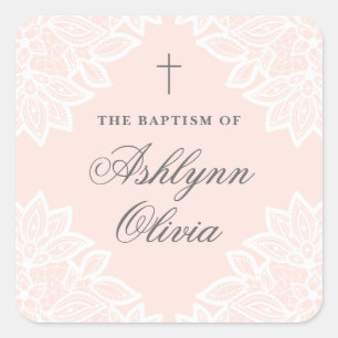 Vintage lace baptism sticker