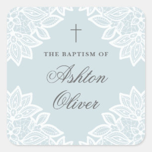 Vintage lace baptism sticker