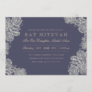 Vintage Lace Bat Mitzvah Invitation