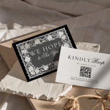 Vintage Lace Black White Doily QR Code RSVP