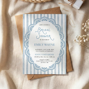  Vintage Lace Blue Bridal Shower  Invitation