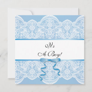Vintage Lace Boy Baby Shower Invitation
