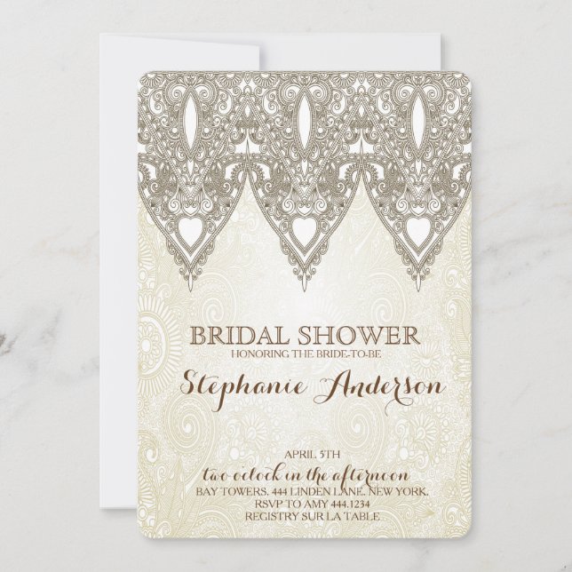 Vintage Lace Bridal Shower Invitations (Front)