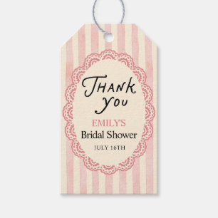 Vintage Lace Bridal Shower Pink Thank You  Gift Tags