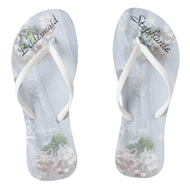 Vintage Lace Bridesmaid Custom Wedding Flip Flops (Footbed)