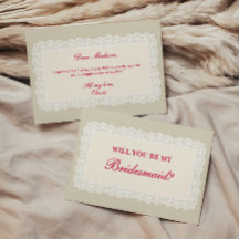 Vintage Lace Bridesmaid Proposal Card