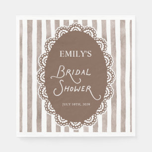 Vintage Lace Brown Bridal Shower Napkins