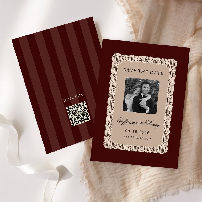 Vintage  Lace Burgundy Save the Date (Creator Uploaded)