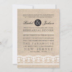 Vintage Lace & Burlap Rehearsal Dinner Invitation