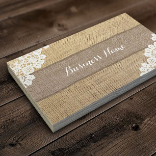 Vintage Lace & Burlap Texture Business Card