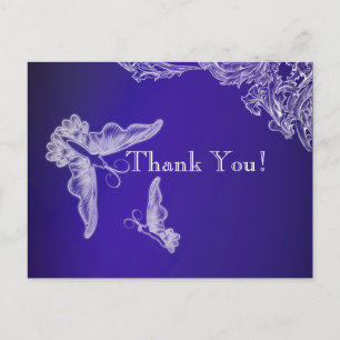 VINTAGE LACE & BUTTERFLIES BLUE OMBRÉ POSTCARD
