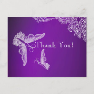 VINTAGE LACE & BUTTERFLIES PURPLE OMBRÉ POSTCARD