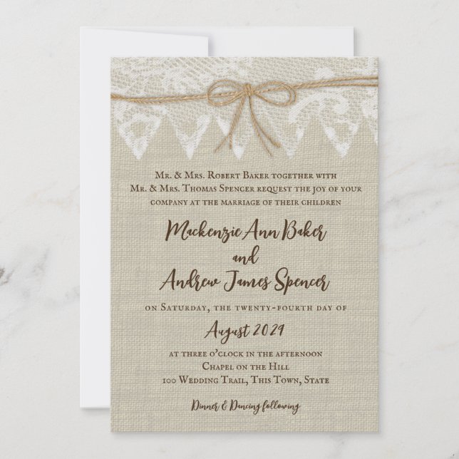 Vintage Lace Country Fair Wedding Invitation (Front)