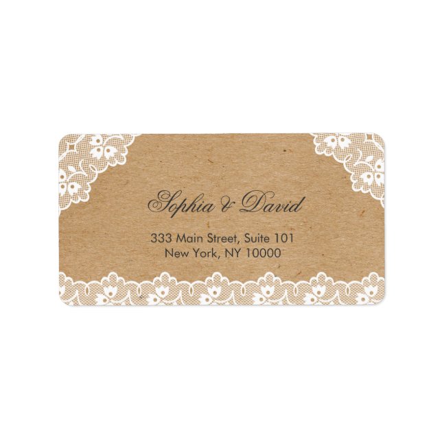 Vintage Lace Craft Paper Wedding Custom Label (Front)