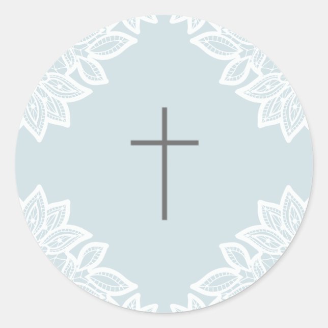 Vintage lace cross baptism stickers (Front)