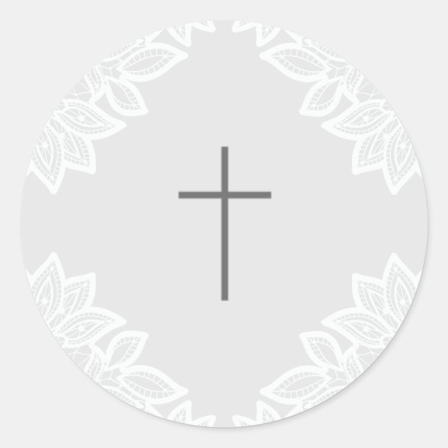 Vintage lace cross baptism stickers (Front)