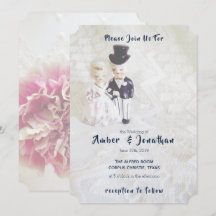 Vintage Lace Dapper Couple Wedding Invitations