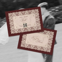 Vintage Lace Doily Burgundy Wedding