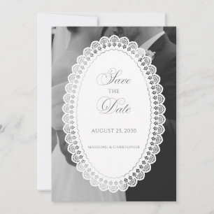 Vintage Lace Doily Photo Wedding Save The Date