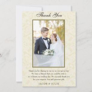 Vintage Lace Elegant Photo Wedding Thank You Card