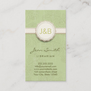 Vintage Lace Floral Librarian Business Card