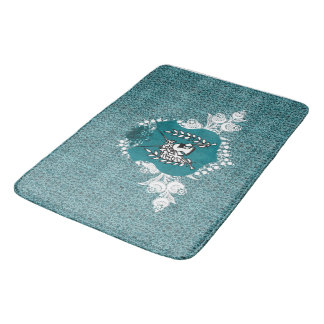 Vintage lace flowers and ancient symbol bath mat