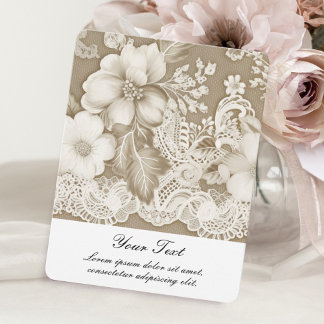 Vintage Lace Flowers Flat Card